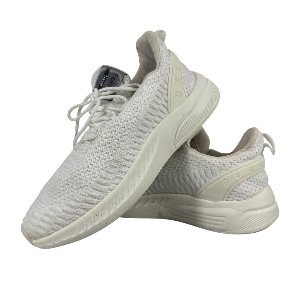 Feethit Travel White Knit Running Sneakers Lightweight Athletic Shoes‎ Size 8